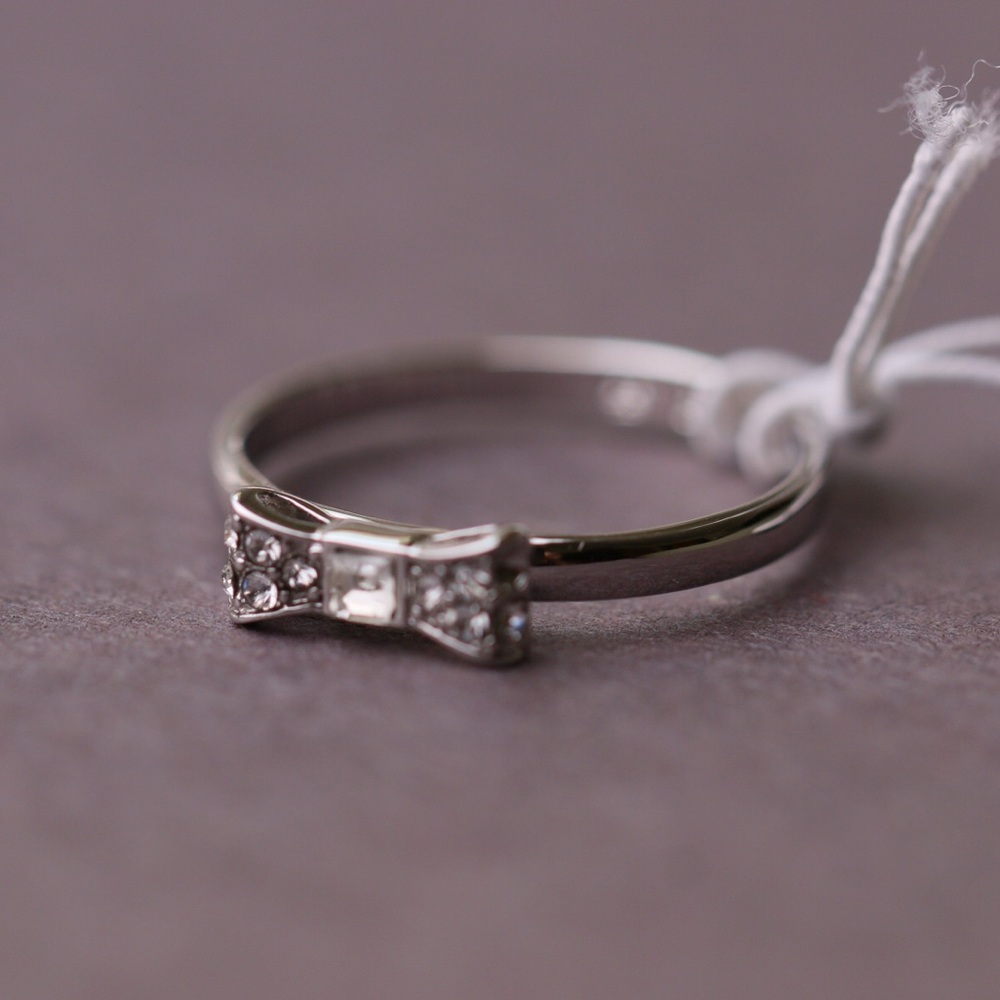 Kate Spade Ready Set Bow Pave Bow Ring in Silver